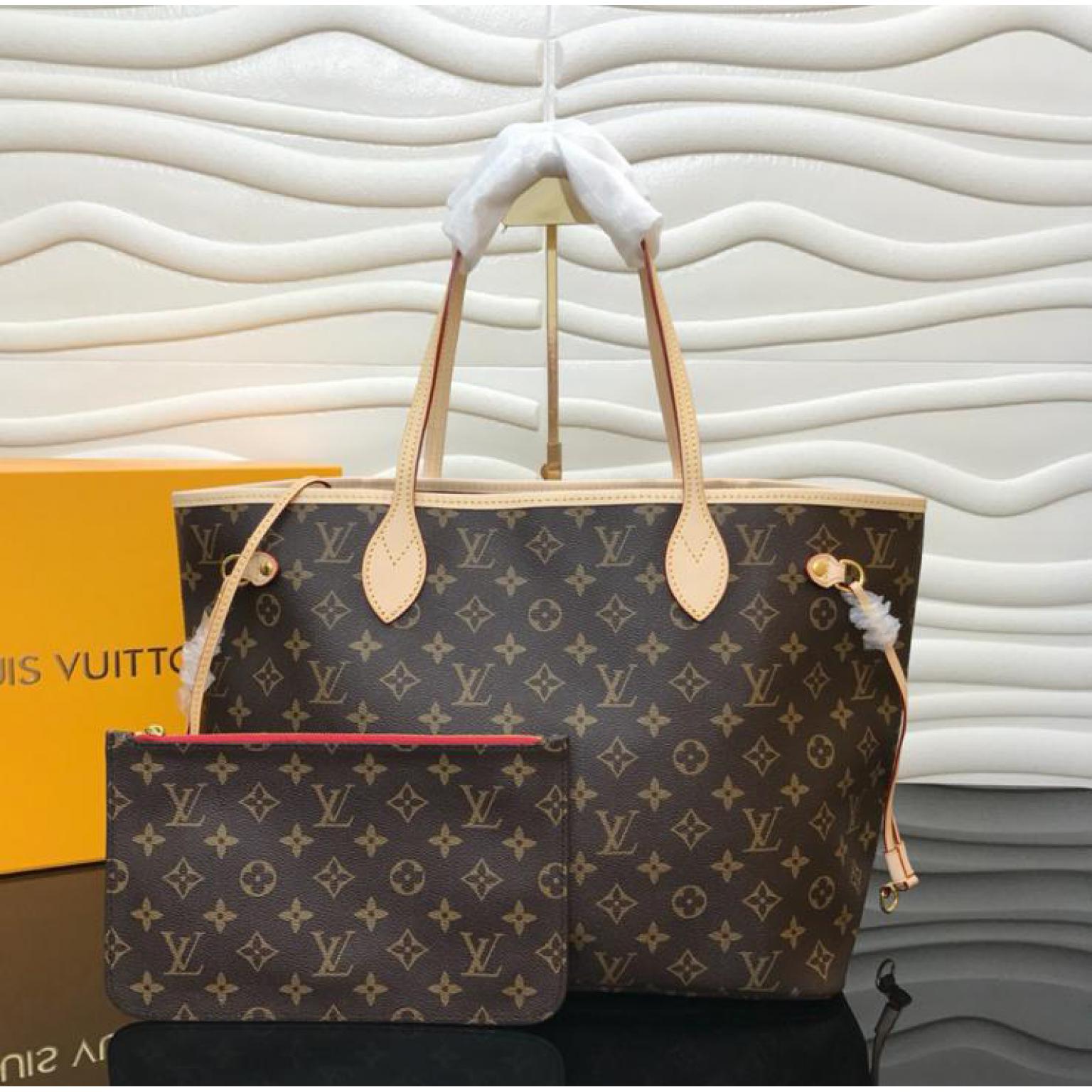 Bolso Louis Vuitton NEVERFULL MONO Marron Letras Grande PleinShop Es